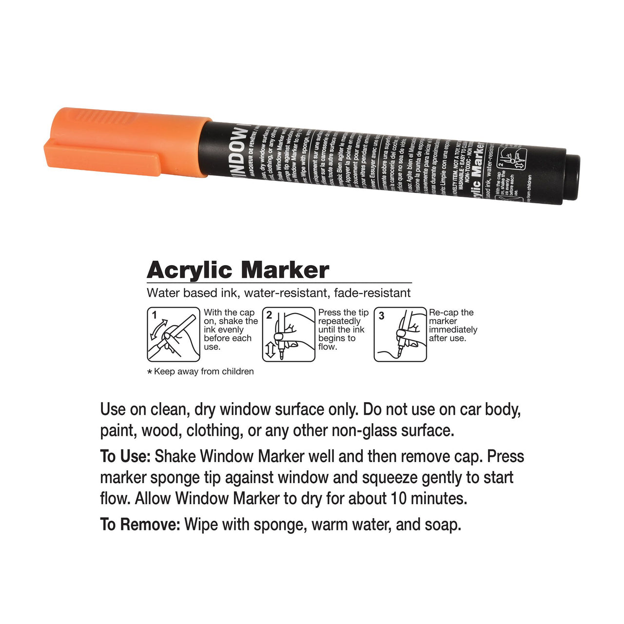 24 Pack Bulk Orange Window Marker Washable & Non-Toxic for Spirit & School