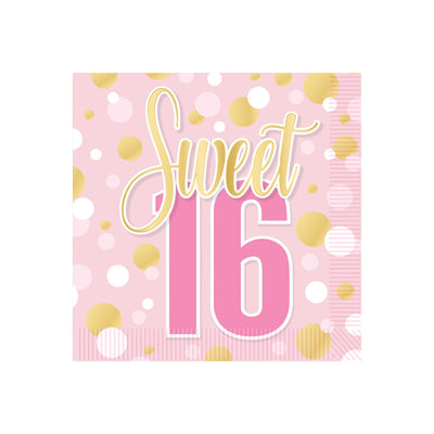 Sweet 16 Beverage Napkins (16-Count) - 2-Ply Party Supplies