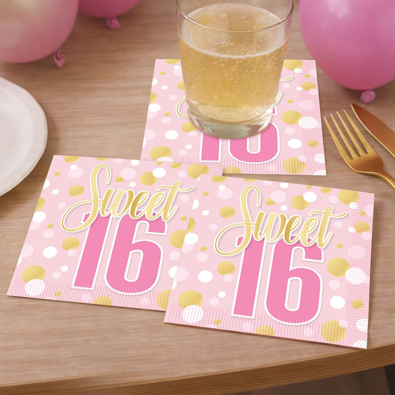 192 Pack Bulk Sweet 16 Beverage Napkins 2-Ply Party Supplies