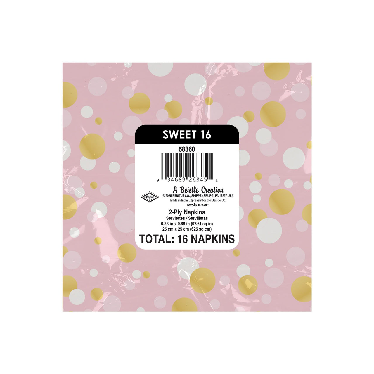 192 Pack Bulk Sweet 16 Beverage Napkins 2-Ply Party Supplies