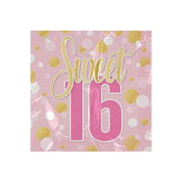 192 Pack Bulk Sweet 16 Beverage Napkins 2-Ply Party Supplies