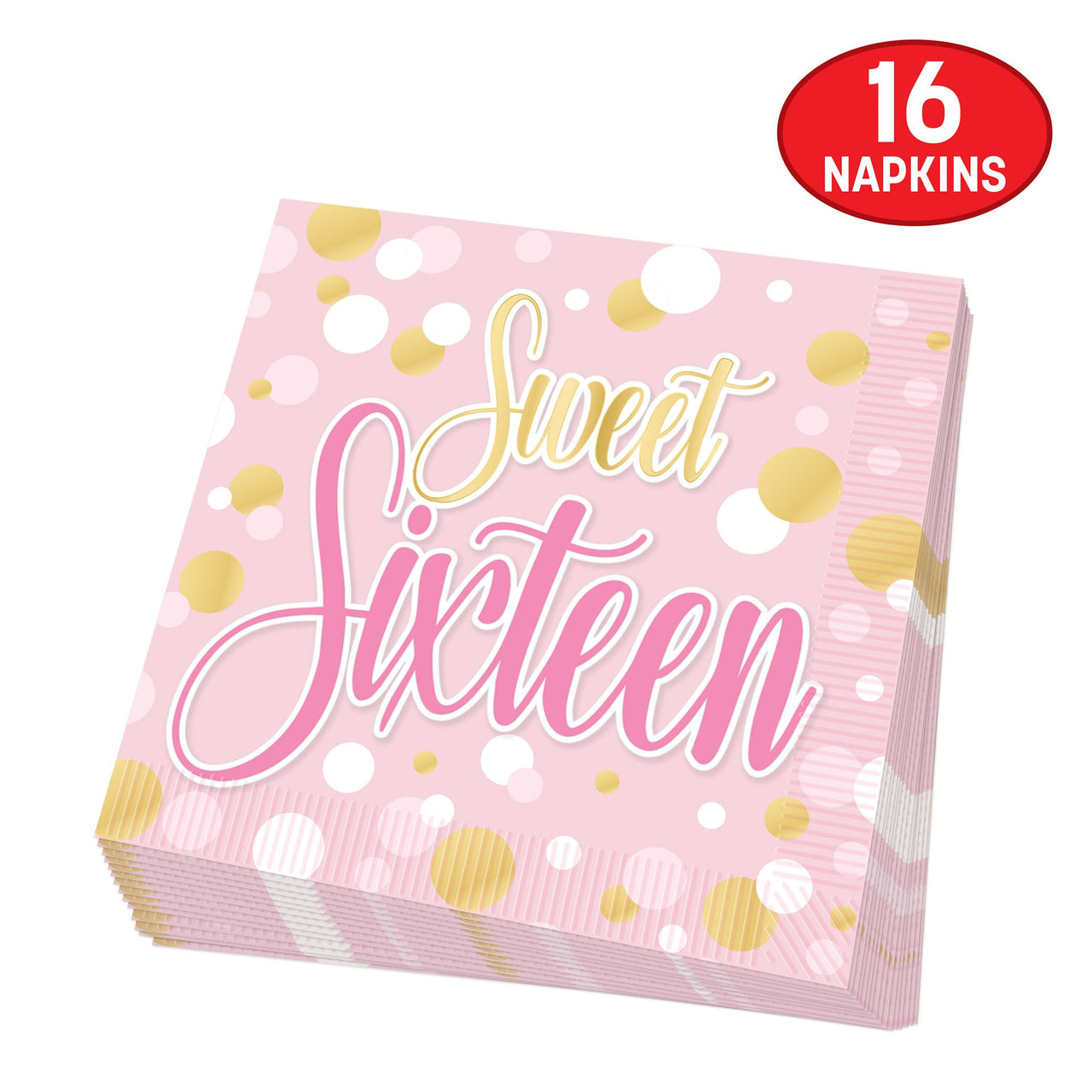 192 Pack Bulk Sweet 16 Beverage Napkins 2-Ply Party Supplies