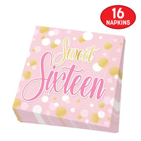 192 Pack Bulk Sweet 16 Beverage Napkins 2-Ply Party Supplies