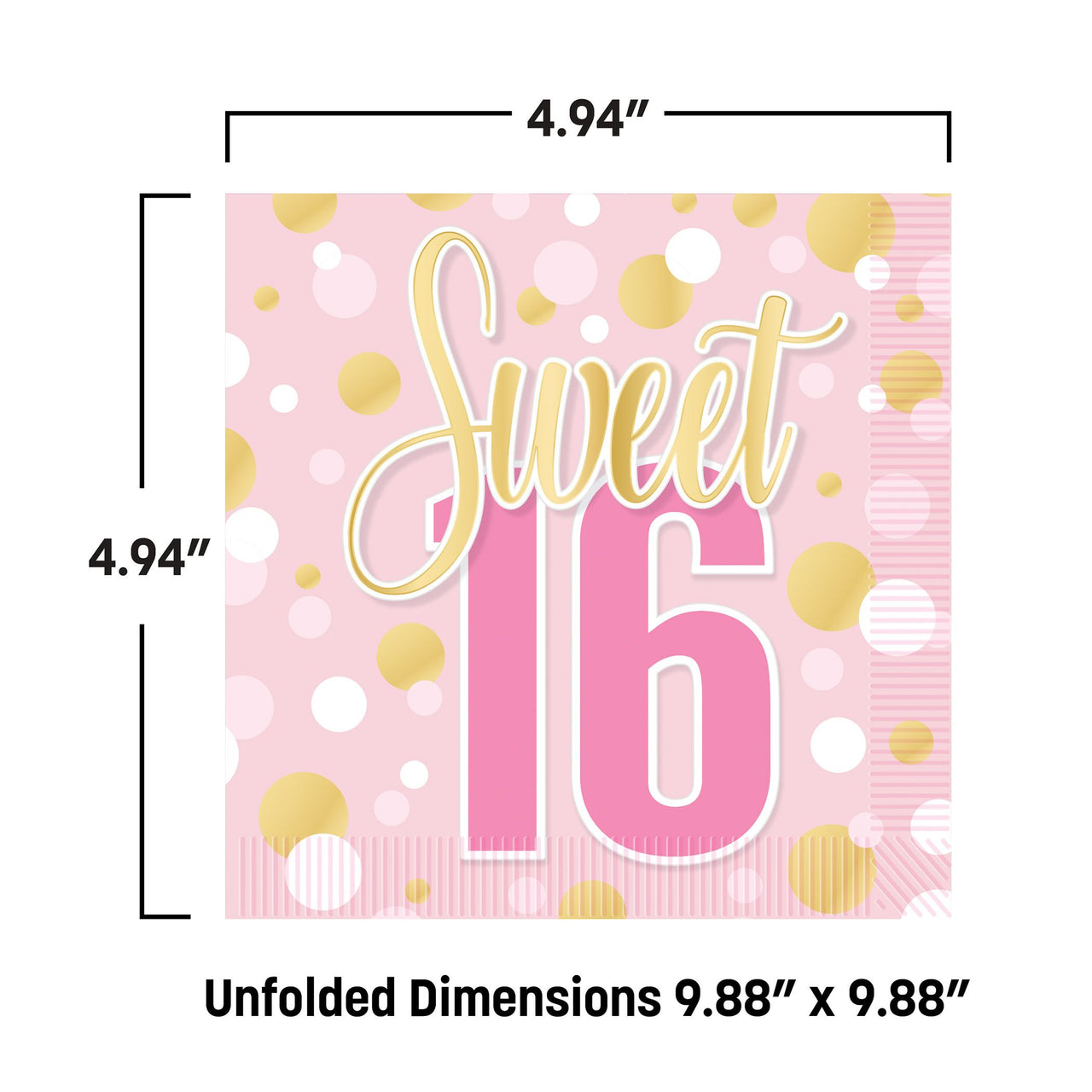 192 Pack Bulk Sweet 16 Beverage Napkins 2-Ply Party Supplies