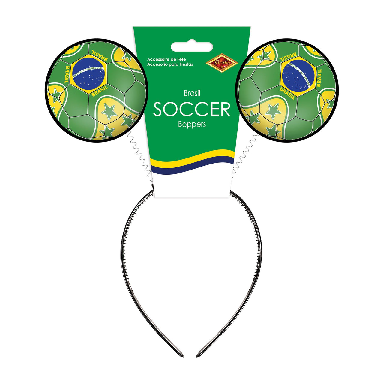 12 Pack Bulk Brasil Soccer Boppers Headband Game Day Fan Accessory