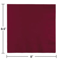 Burgundy Dinner Napkins 3Ply 1/4Fld (25/Pkg)