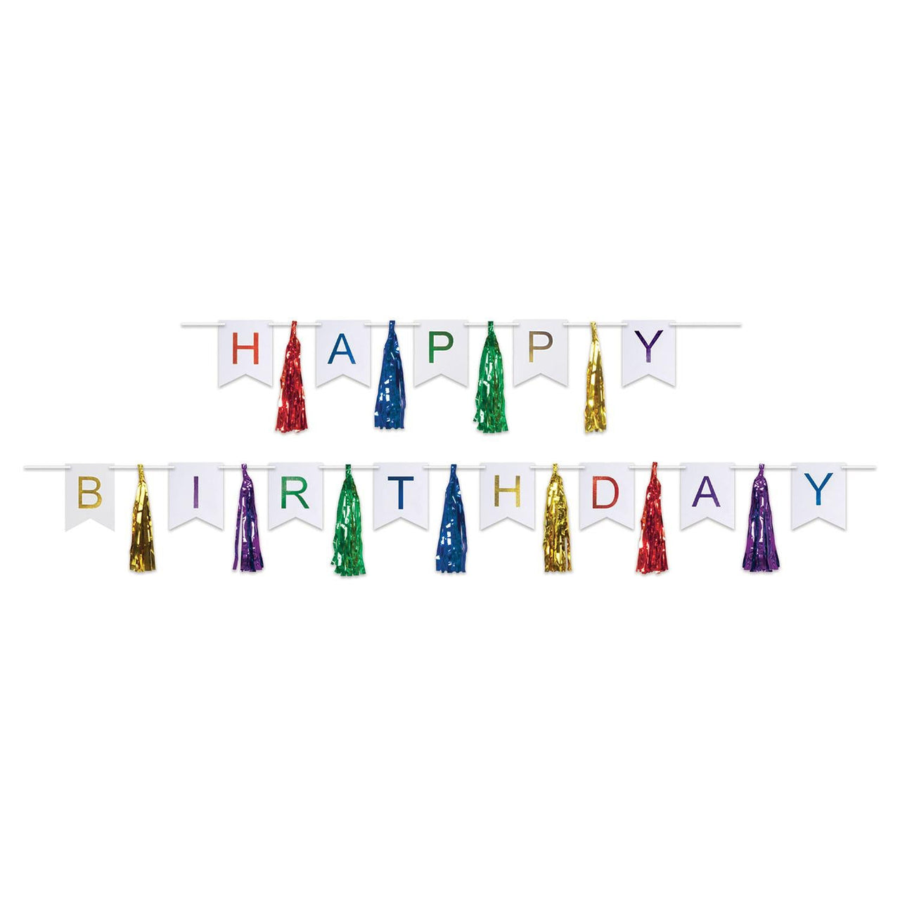 Happy Birthday Party Tassel Streamer- Multicolor - Bulk 12 Pack