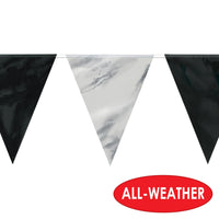 Black & Silver Pennant Banner