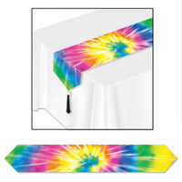 Printed Tie-Dyed Party Paper Table Runner - Bulk 12 Pack