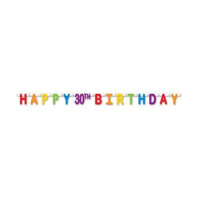 Happy 30th Birthday Party Streamer - Bulk 12 Pack