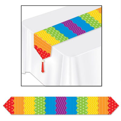 Printed Dots/Stripes Paper Table Runner - Bulk 12 Pack