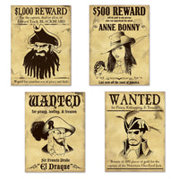 Pirate Wanted Party Sign Cutouts - Bulk 48 Pack