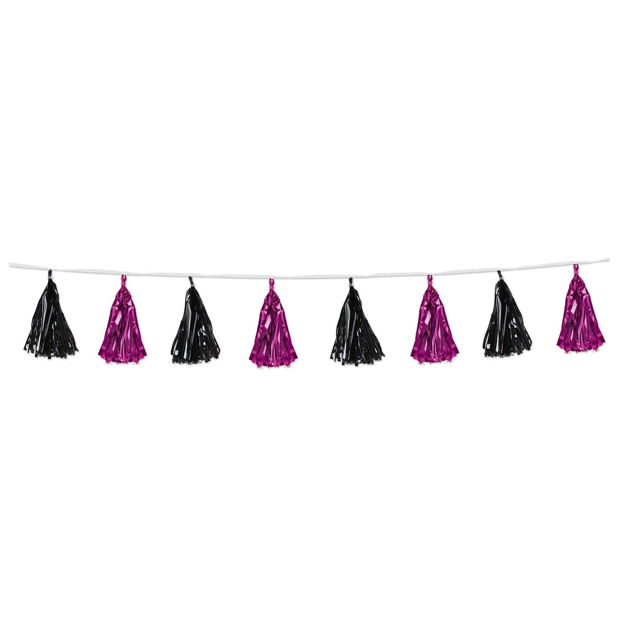 Metallic Tassel Garland - cerise/black - Bulk 12 Pack
