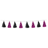 Metallic Tassel Garland - cerise/black - Bulk 12 Pack