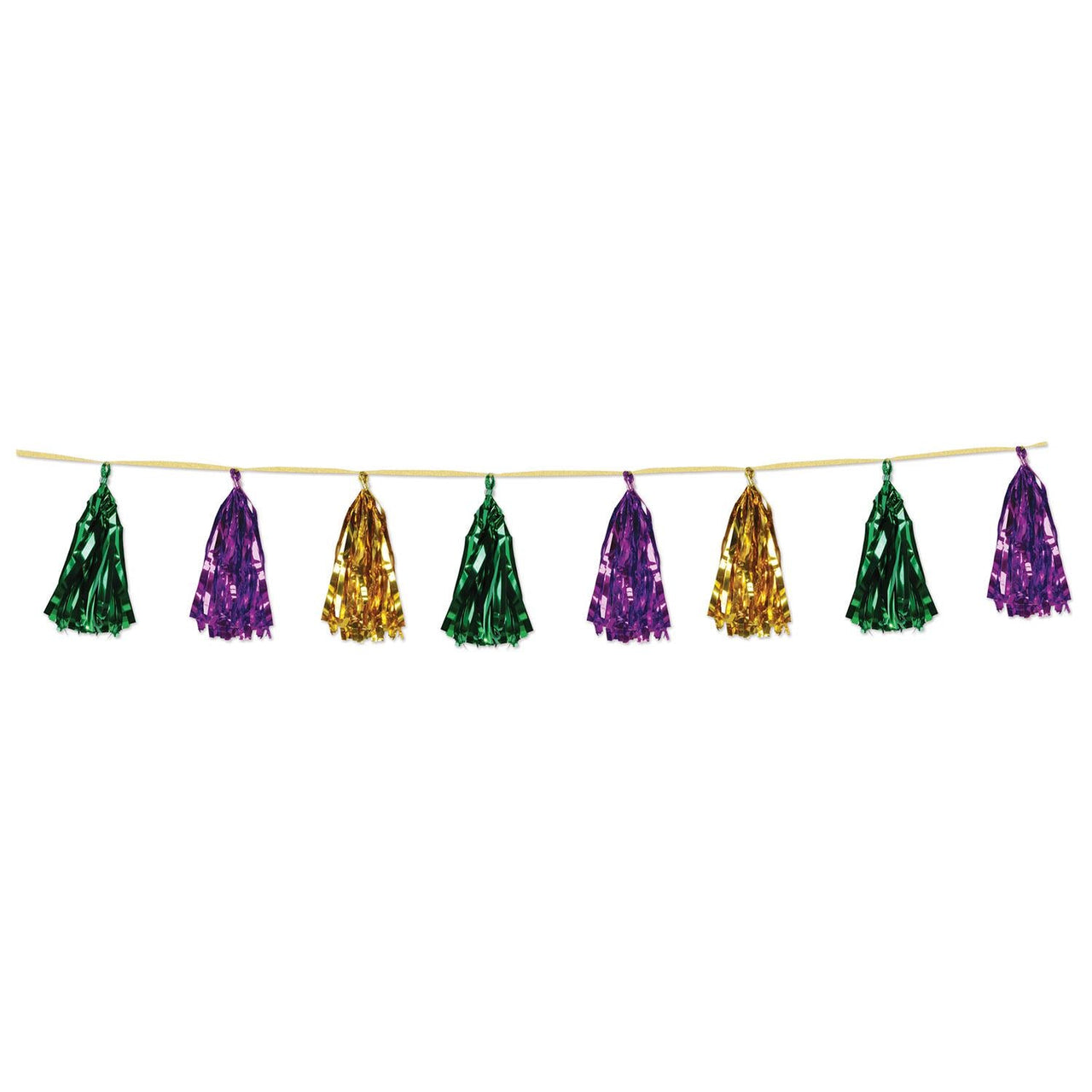 Mardi Gras Metallic Tassel Garland - gold - green - purple - Bulk 12 Pack