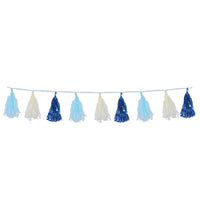 Metallic/Party Tissue Tassel Garland - blue - Bulk 12 Pack