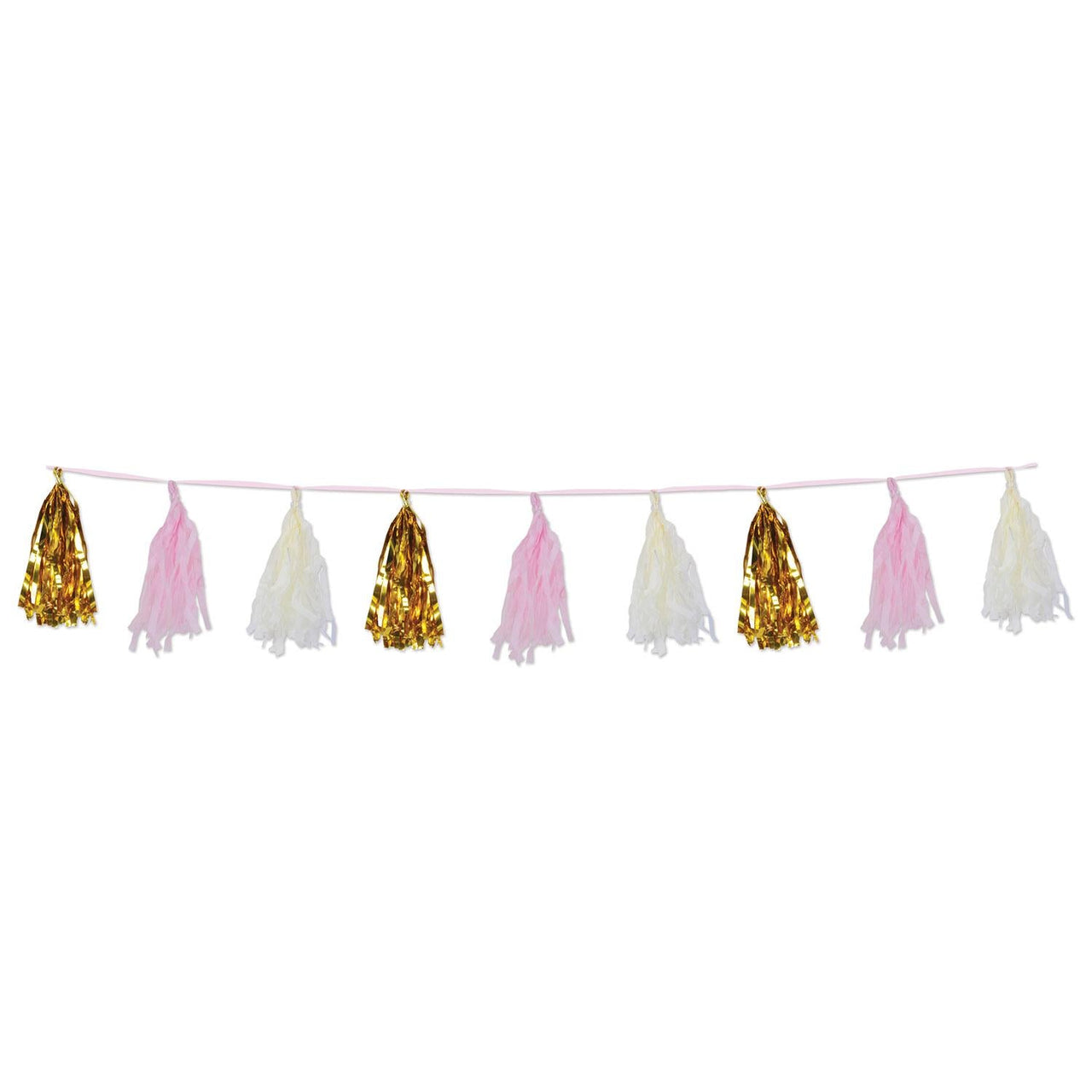 Metallic/Tissue Tassel Garland - pink - Bulk 12 Pack