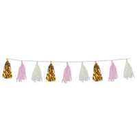 Metallic/Tissue Tassel Garland - pink - Bulk 12 Pack