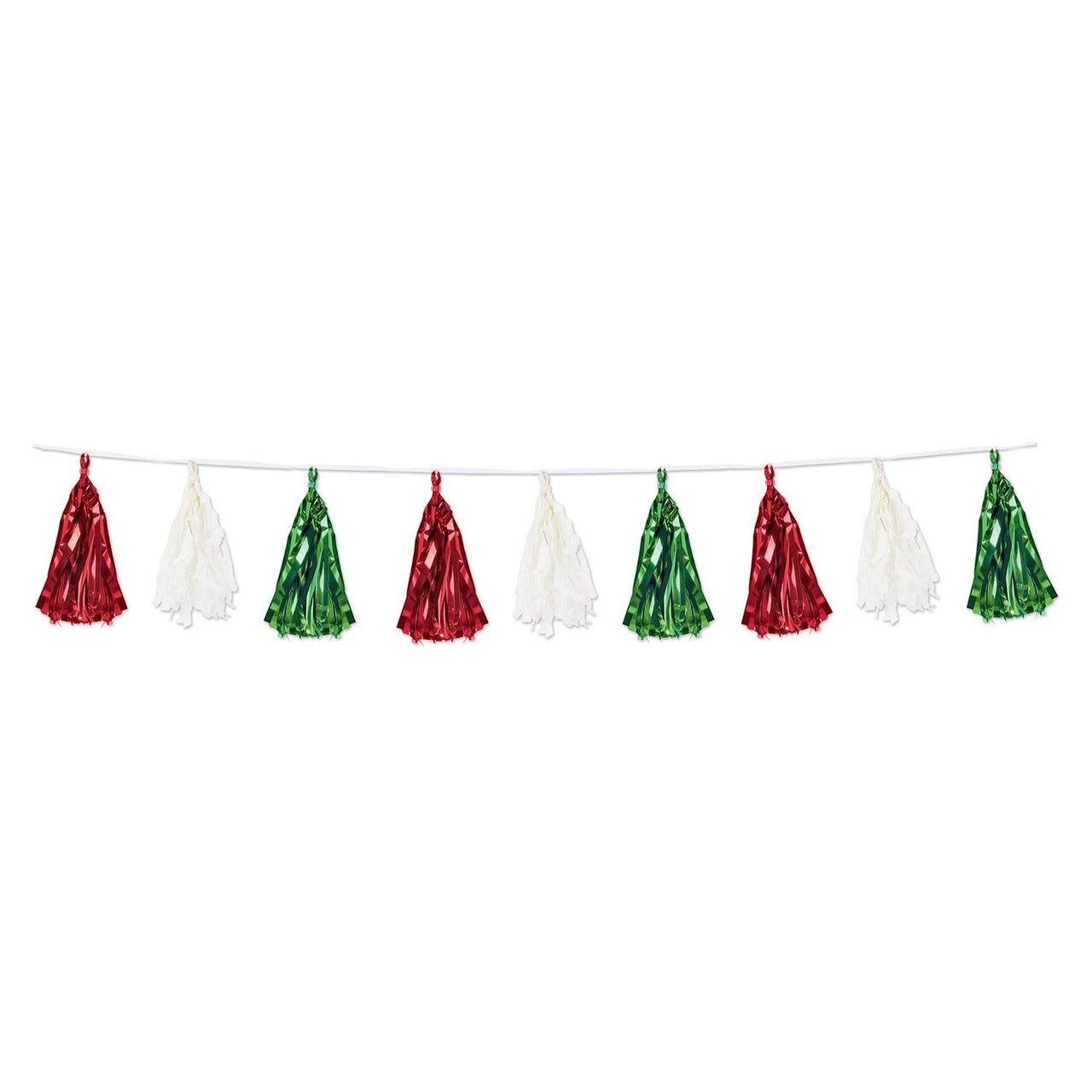 Fiesta Metallic/Tissue Tassel Garland - red - white - green - Bulk 12 Pack