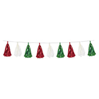 Fiesta Metallic/Tissue Tassel Garland - red - white - green - Bulk 12 Pack