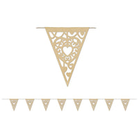 Die-Cut Kraft Paper Heart Wedding Party Pennant Banner - Bulk 12 Pack
