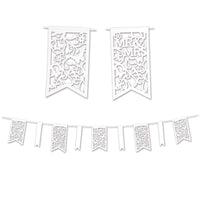 Die-Cut Mr/Mrs Wedding Party Pennant Banner - Bulk 12 Pack