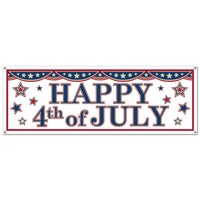 4th Of July Party Sign Banner - Bulk 12 Pack