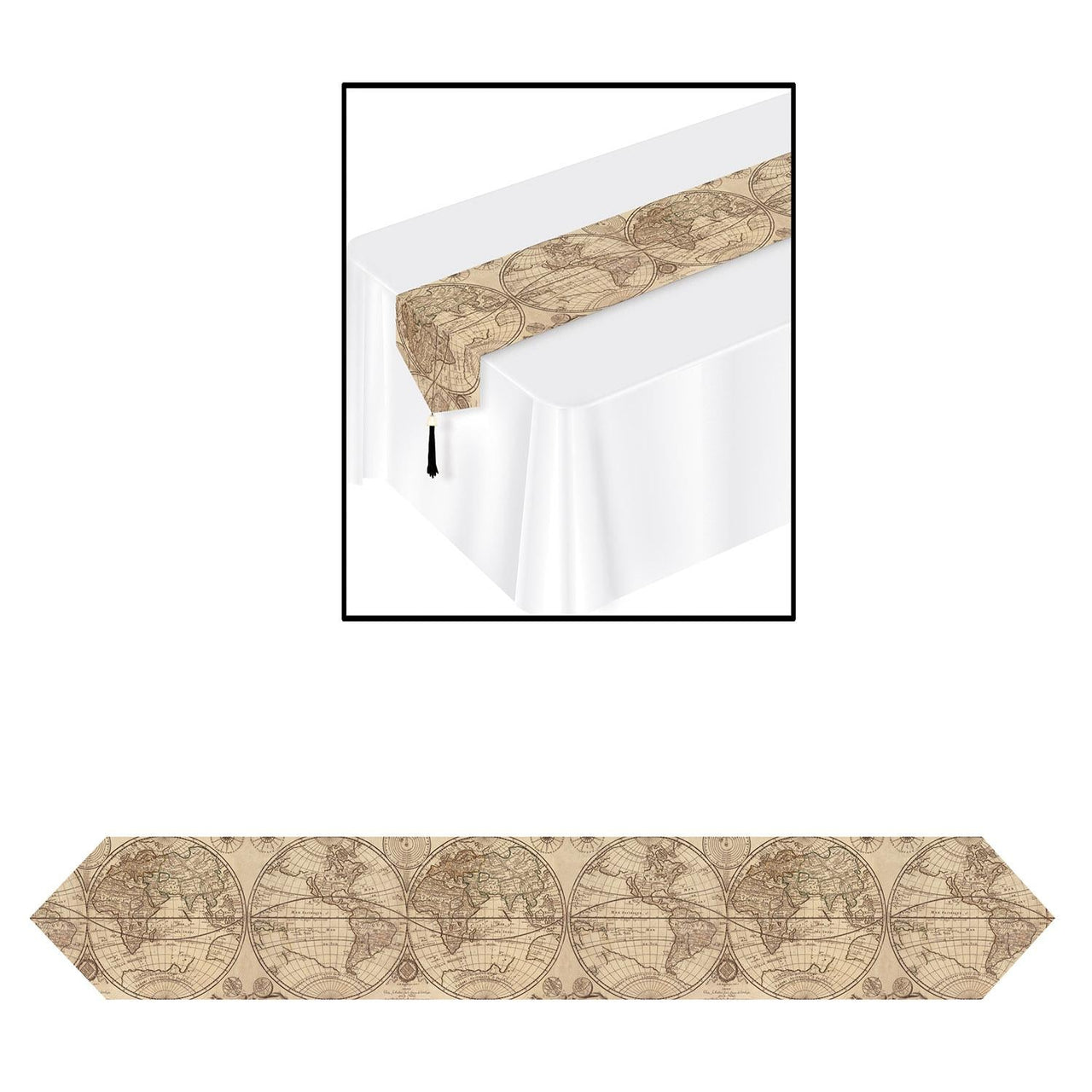 Printed Around The World Party Paper Table Runner - Bulk 12 Pack