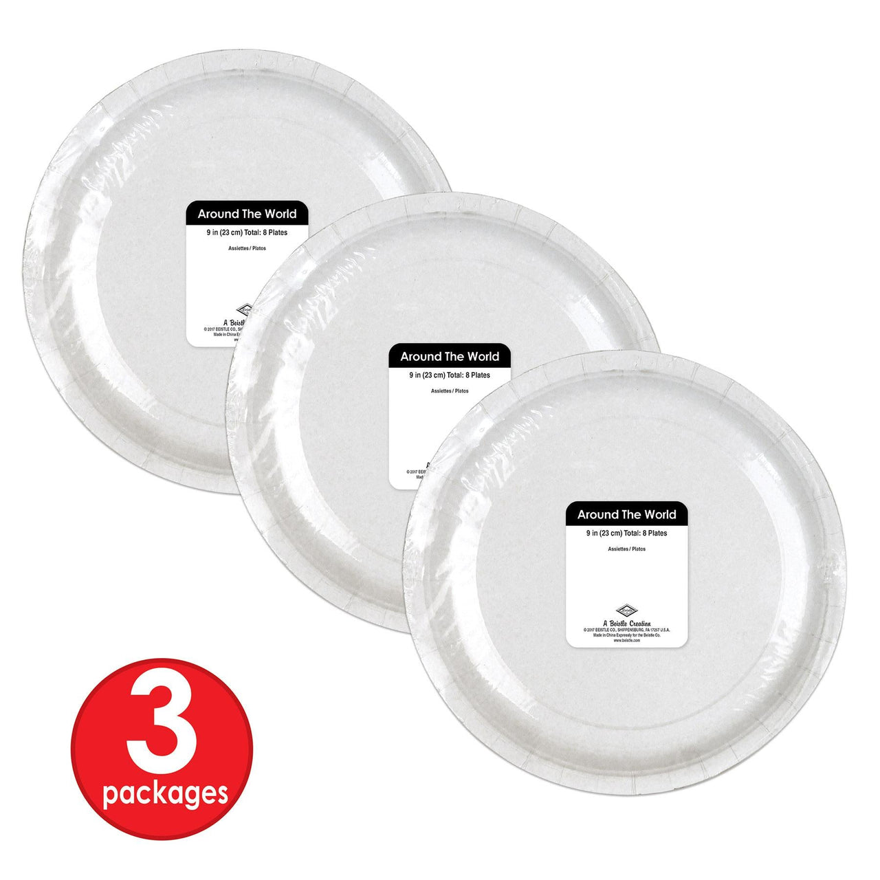 Beistle Around The World Plates (Pack of 96) - Around The World Party Theme