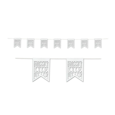 Die-Cut Happily Ever After Wedding Party Pennant Banner - Bulk 12 Pack