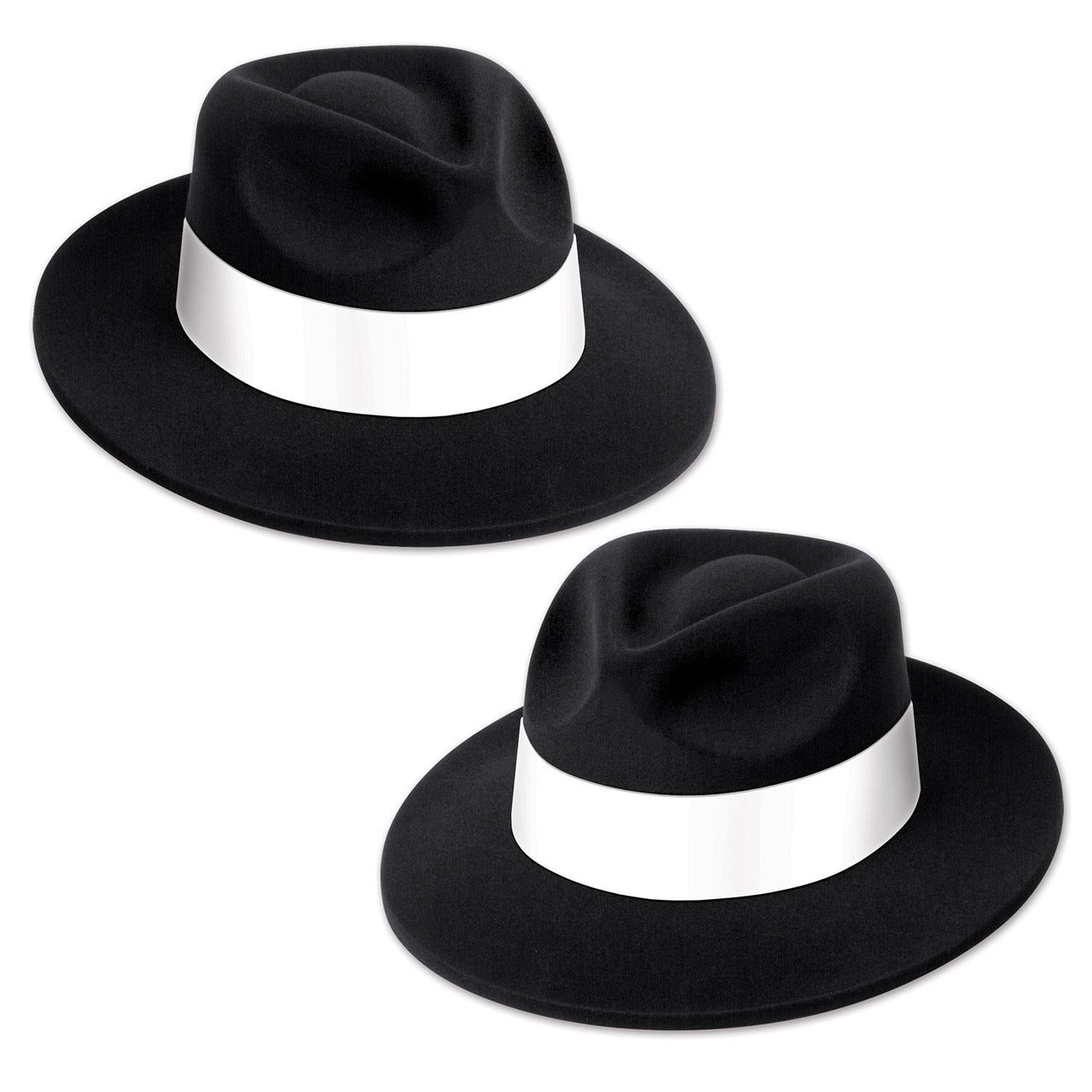 Black Velour Fedora with Band - Bulk 25 Pack