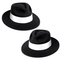 Black Velour Fedora with Band - Bulk 25 Pack