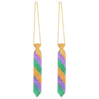 Beaded Mardi Gras Tie, party supplies, decorations, The Beistle Company, Mardi Gras, Bulk, Holiday Party Supplies, Mardi Gras Party Supplies, Mardi Gras Stuff to Wear, Mardi Gras Party Beads