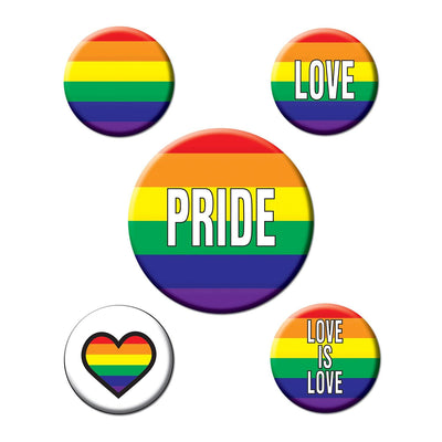 Rainbow Party Buttons - Bulk/60 Buttons