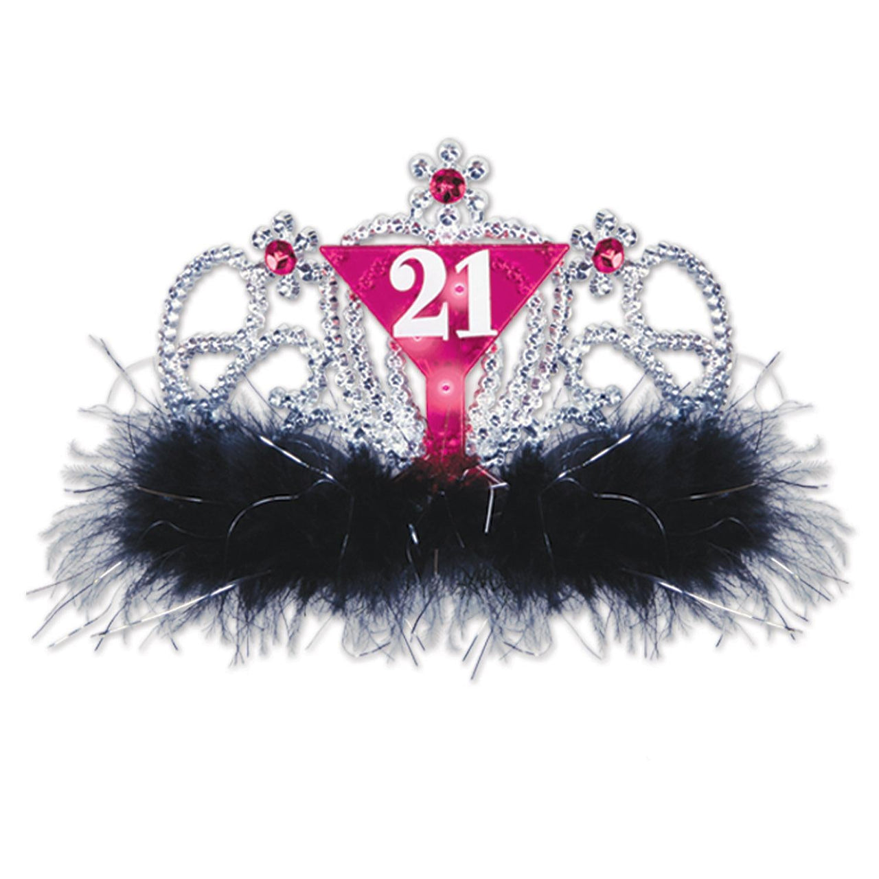 Plastic Light-Up 21st Birthday Party Tiara - Bulk 6 Pack