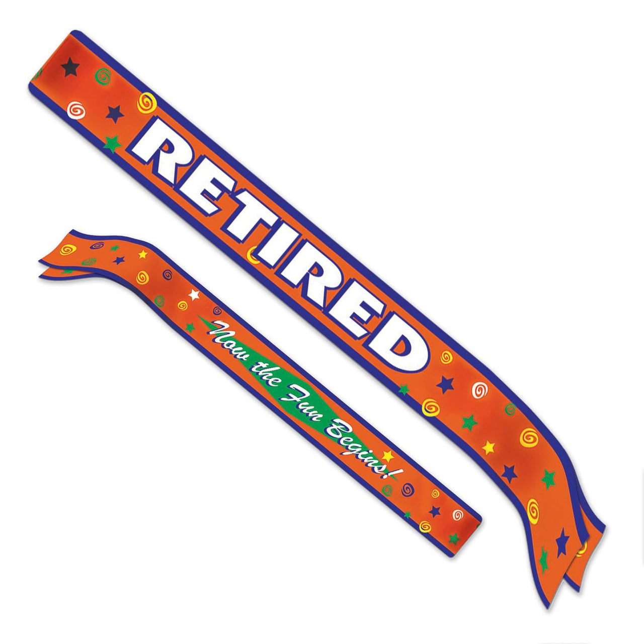 Retired Now The Fun Begins! Satin Sash- Orange - Bulk 6 Pack