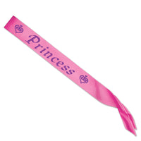 Glittered Princess Satin Sash - Bulk 6 Pack