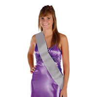 Satin Sash - silver - Bulk 6 Pack