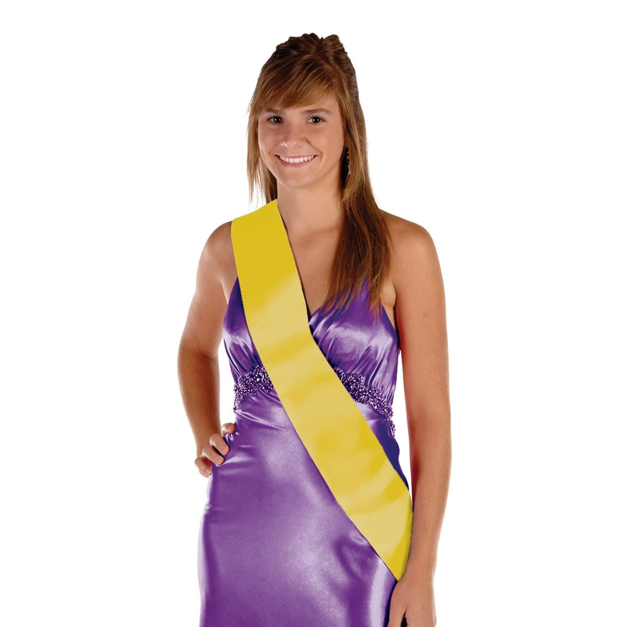 Satin Sash - yellow - Bulk 6 Pack