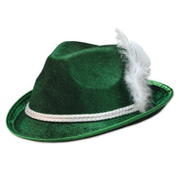 Oktoberfest Forest Green Vel-Felt Alpine Hat - Bulk 12 Pack