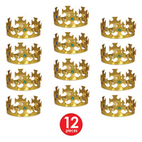 Bulk Plastic Jeweled King's Crown gold (Case of 12) by Beistle