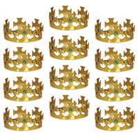 Bulk Plastic Jeweled King's Crown gold (Case of 12) by Beistle