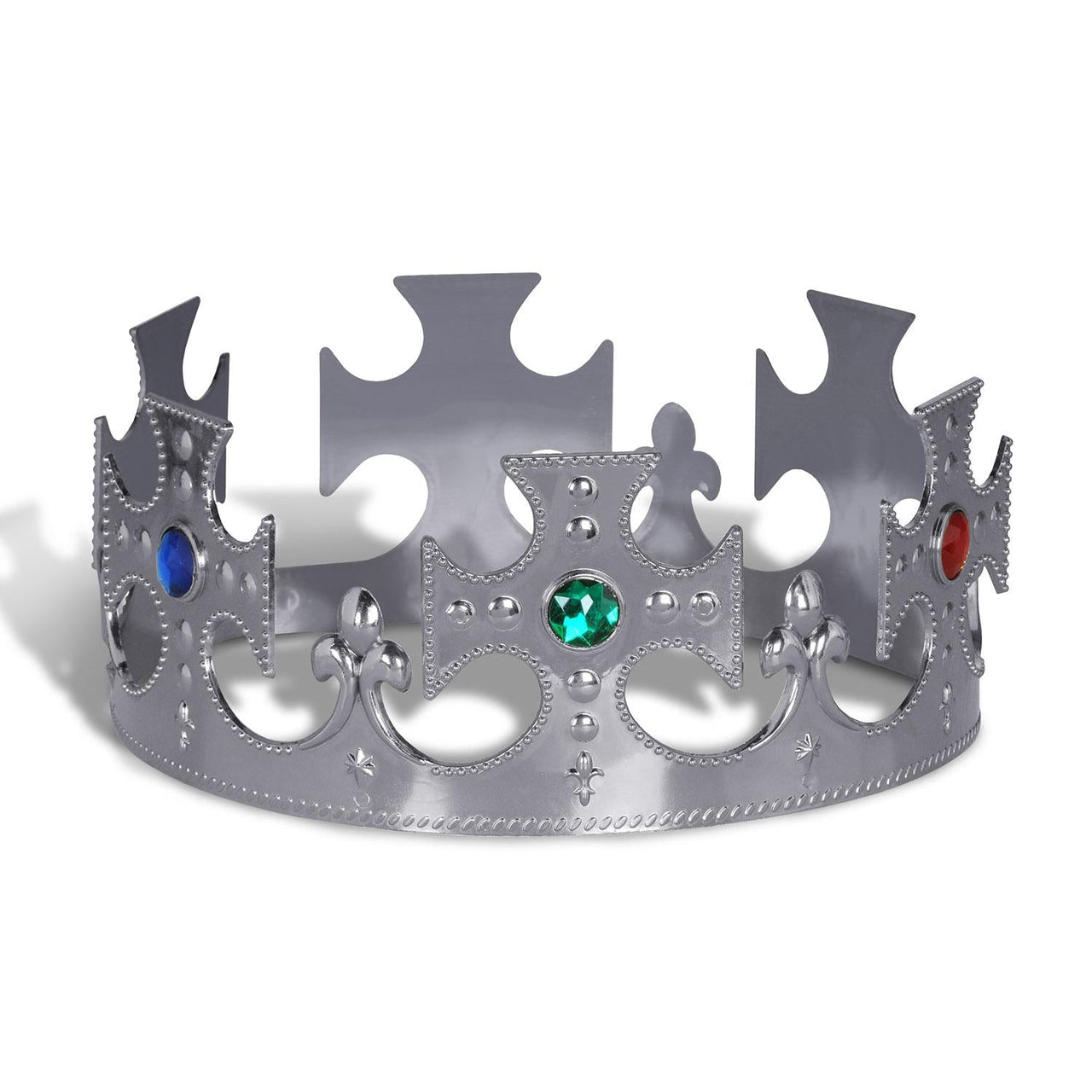 Silver Plastic Jeweled King's Crown - Bulk 12 Pack
