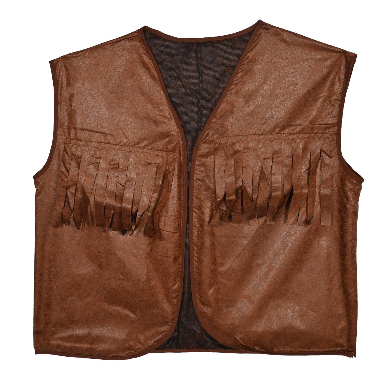 Faux Brown Leather Cowboy Vest with Fringe - Bulk/4 Vests