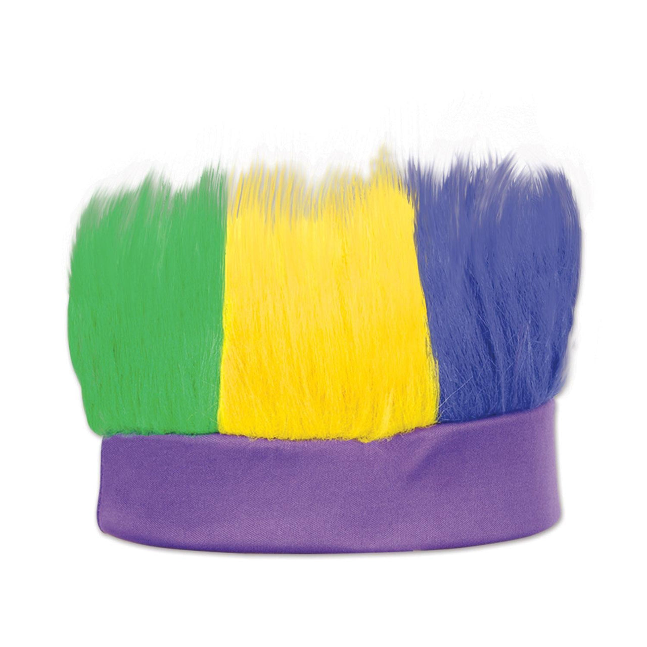 Mardi Gras Hairy Headband - golden-yellow - green - purple - Bulk 12 Pack