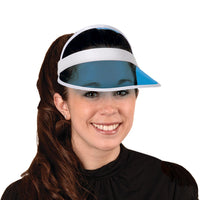 Bulk Clear Blue Plastic Dealer's Visor (Case of 12) by Beistle