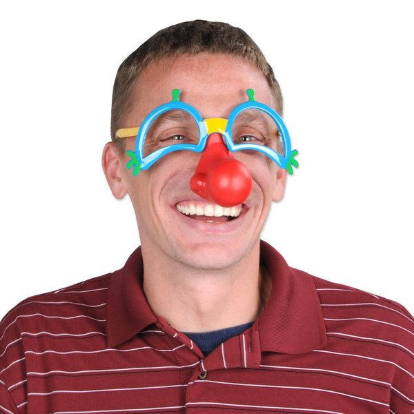 Beistle Clown Brille Mit Roter Nase – Bunte Kunststoff-Novelty-Brille Für Mottopartys, Karneval & Zirkus-Events