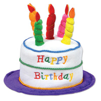 Plush Birthday Cake Hat - Bulk 12 Pack