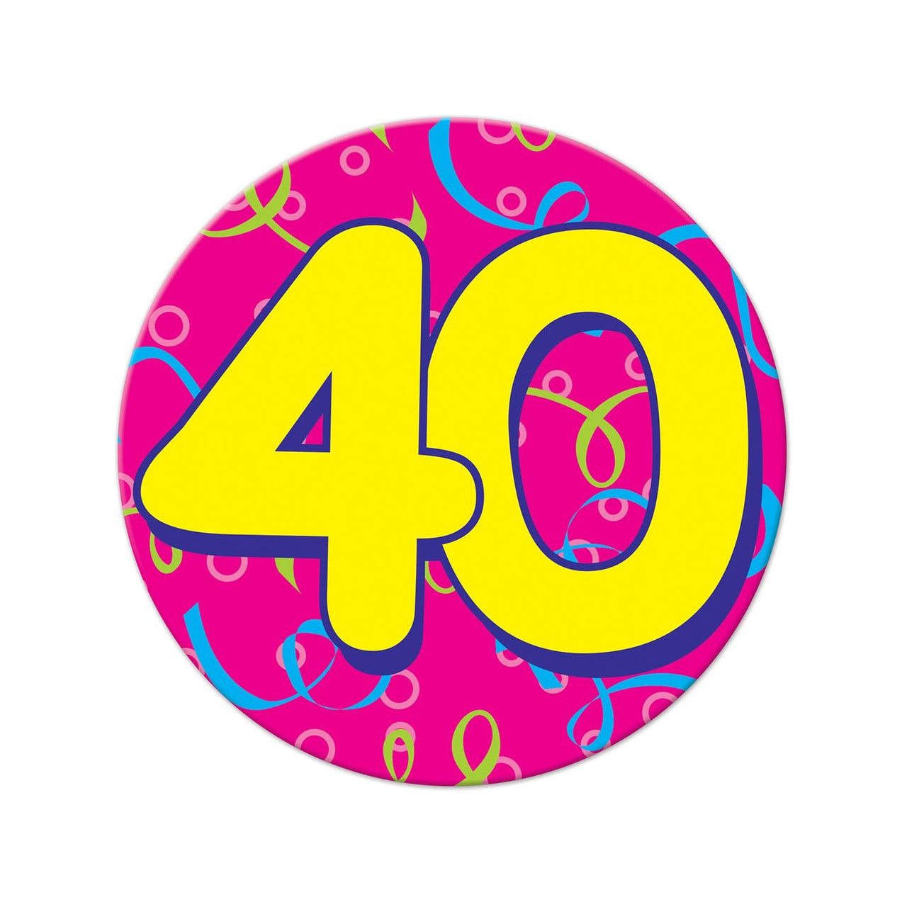 Jumbo 40th Birthday Party Button - Bulk 12 Pack