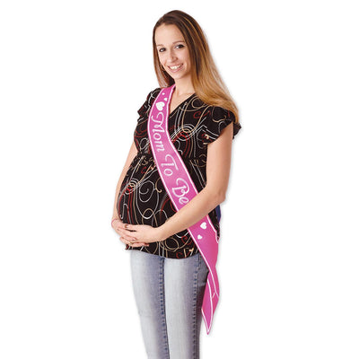 Mom To Be Satin Sash - pink - Bulk 6 Pack